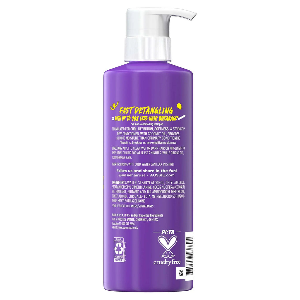 Aussie 3 Minute Miracle Curls Deep Conditioner with Coconut Oil, 16 fl oz Moisturizing Curl Treatment