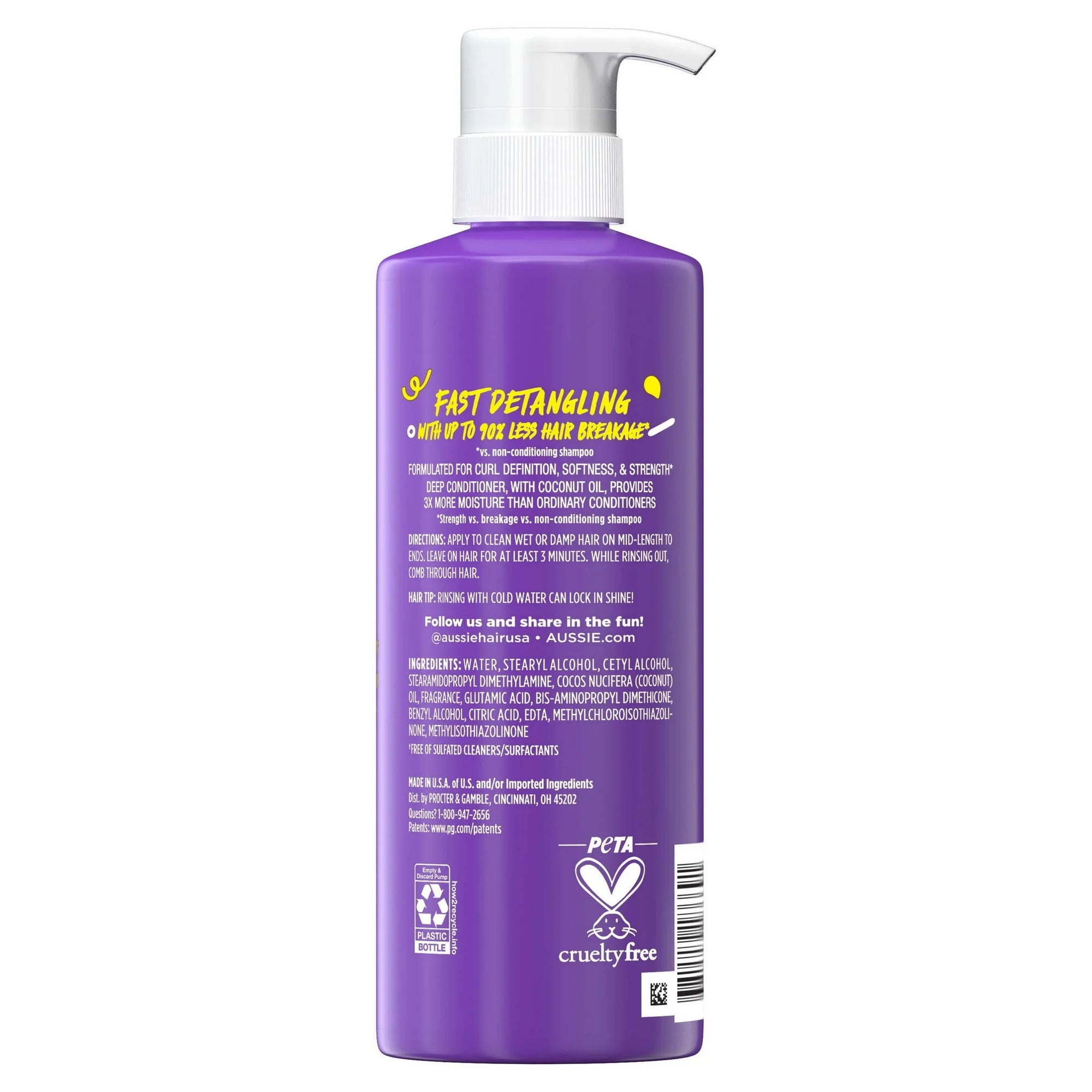 Aussie 3 Minute Miracle Curls Deep Conditioner with Coconut Oil, 16 fl oz Moisturizing Curl Treatment