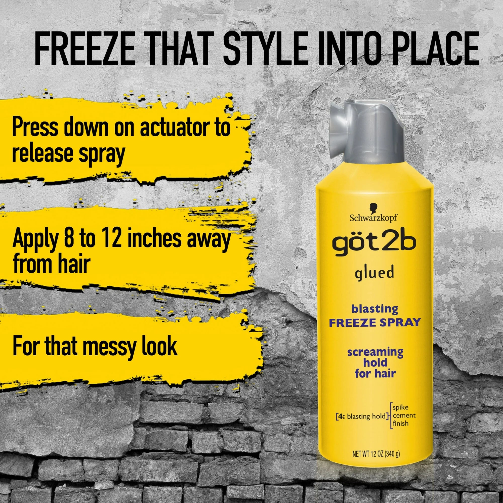 Got2b Glued Freeze Spray 12oz - Maximum Hold & Long-Lasting Frizz Control