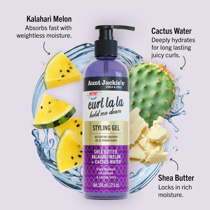 Aunt Jackie’s Curl La La Styling Gel, 12 fl oz Strong Hold Gel for Defined Curls