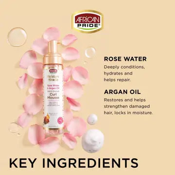 African Pride Moisture Miracle Rose Water &amp; Argan Oil Curl Mousse
