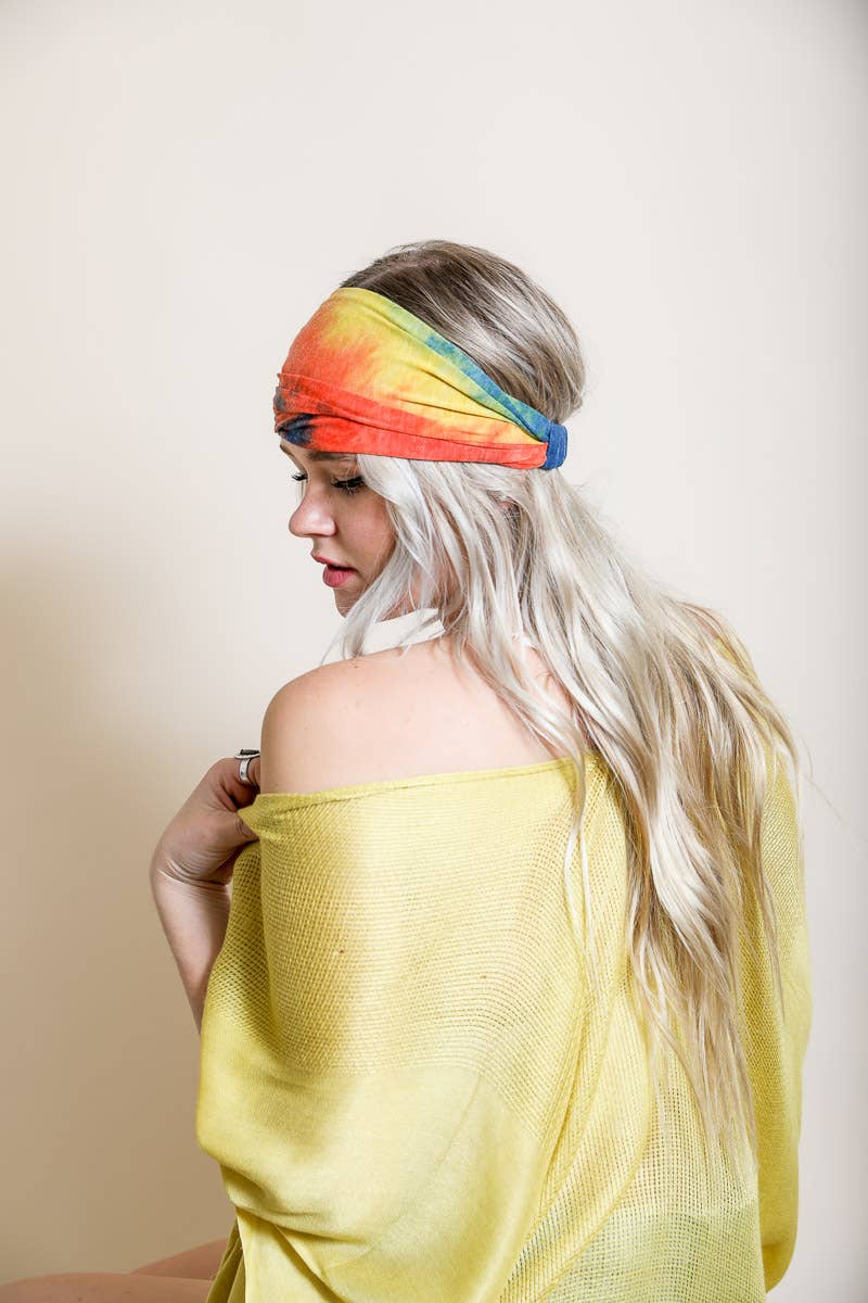 Boho Chic Wide Band Tie-Dye Headwrap ?