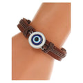 Evil Eye Adjustable Leather Bracelet