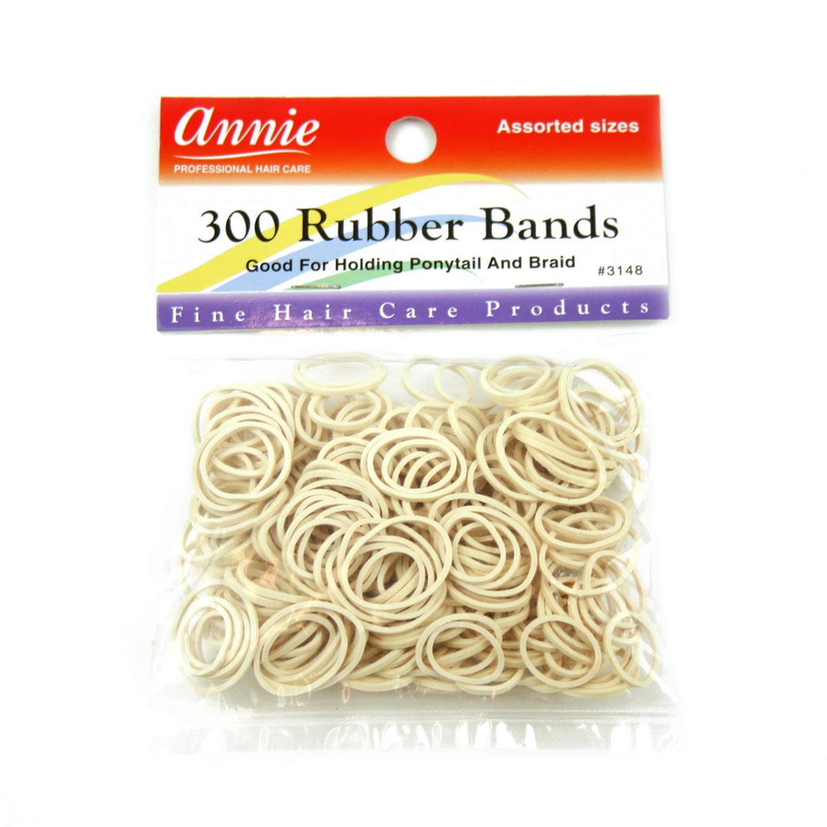 Annie 300 Assorted Rubber Bands – Multi-Color & Assorted Sizes Elastic Hair Bands for Braids & Styling