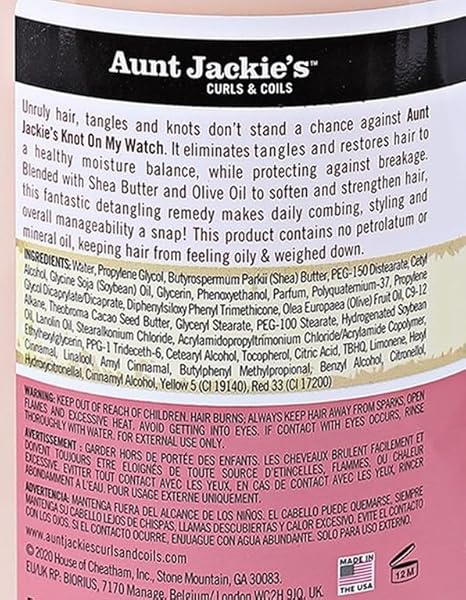 Aunt Jackie’s Curl La La Instant Detangling Therapy, 16 fl oz Moisturizing Hair Detangler for Curly Hair