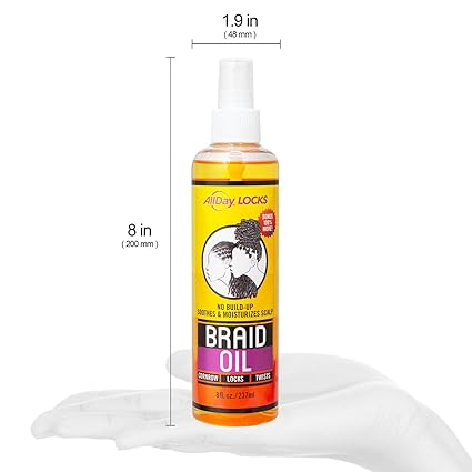 Allday Locks Braid Oil Soothes, Moisturizes Dry & Itchy Scalp 8Oz