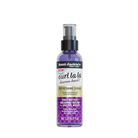 Aunt Jackie’s Curl La La Refreshing Serum, 4 fl oz Lightweight Curl Revitalizer for Defined Curls