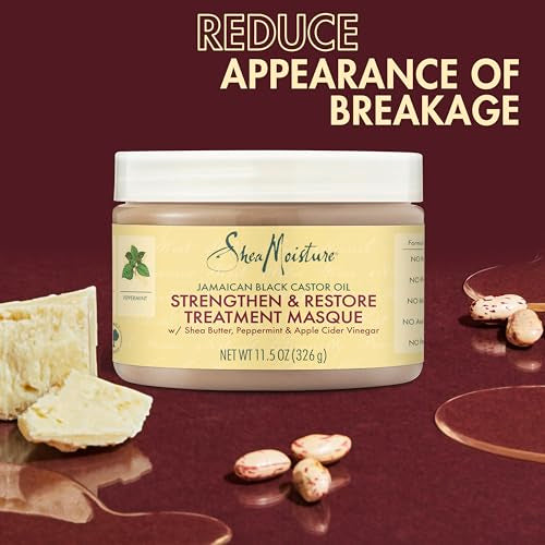 SheaMoisture Jamaican Black Castor Oil Strengthen & Restore Masque – 11.5 oz | Deep Conditioning Repair Mask