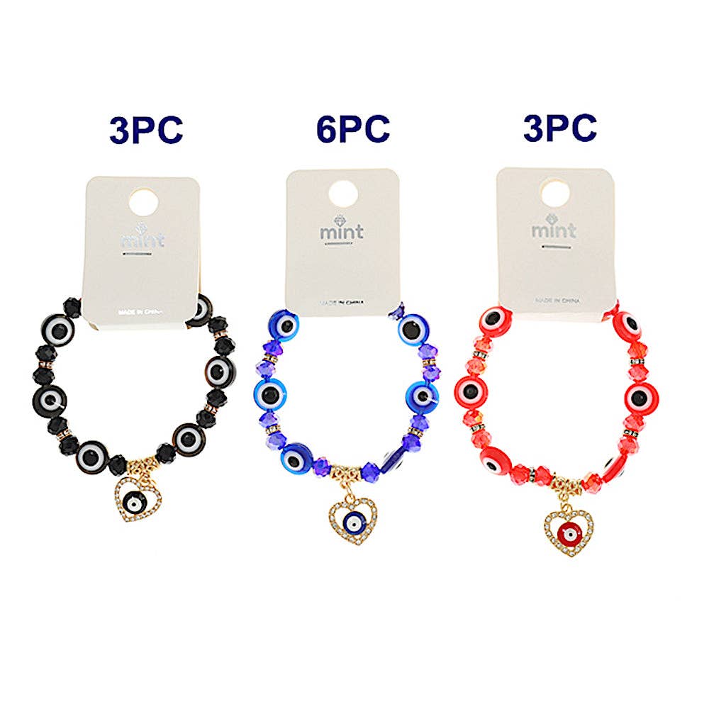 Evil Eye Crystal Bead Stretch Bracelet