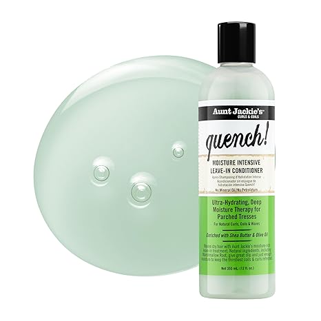 Aunt Jackie’s Quench Moisture Intensive Leave-In Conditioner, 12 fl oz Hydrating Treatment for Curly Hair