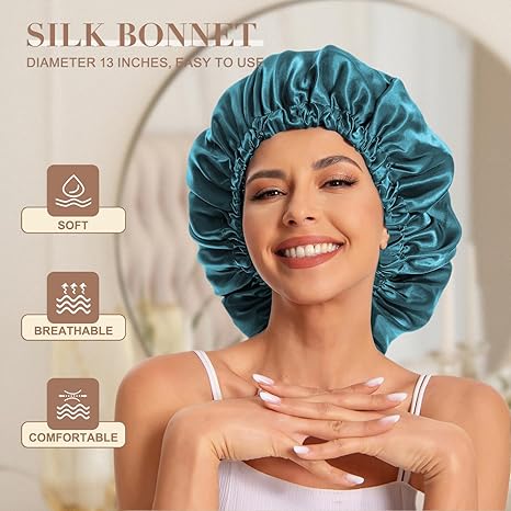 Satin Sleep Cap for Women – Soft Satin Bonnet for Hair Protection & Overnight Frizz Control