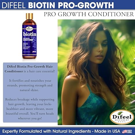 Difeel Biotin Pro-Growth Conditioner, 12 fl oz Moisturizing Hair Growth Conditioner for Stronger Hair