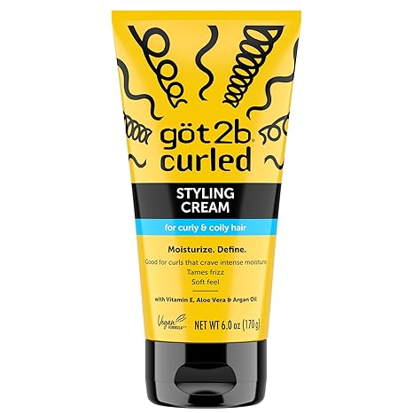 Got2b Curled Styling Cream – 6 oz with Vitamin E, Aloe Vera & Argan Oil for Defined Curls