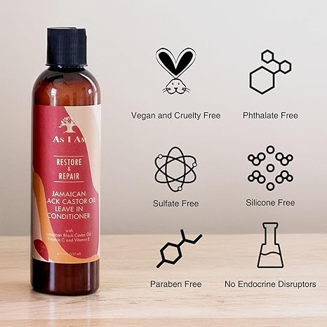 As I Am Jamaican Black Castor Oil Conditioner, 8 fl oz Moisturizing & Strengthening Hair Treatment