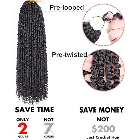 22 Inch Passion Twist Hair Extensions – Pre-Twisted Crochet Braids, Lightweight & Natural Look