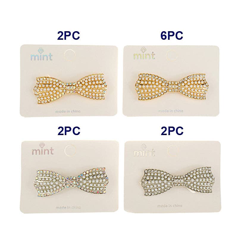 Rhinestone & Pearl Bow Clip