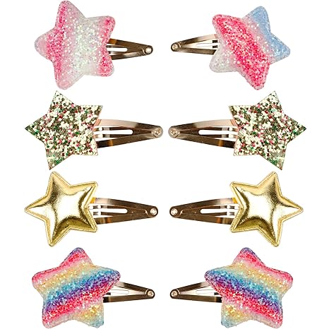 Hair Accessory Snap Clips 8 Pieces – Metal Snap Hair Barrettes for Women & Girls Everyday Styling