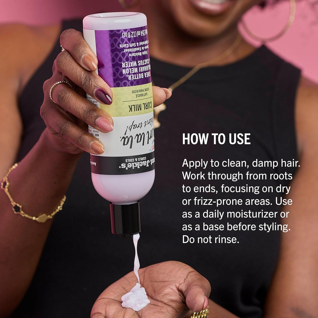 Aunt Jackie’s Curl La La Curl Milk, 12 fl oz Moisturizing Curl Enhancer for Defined Curls