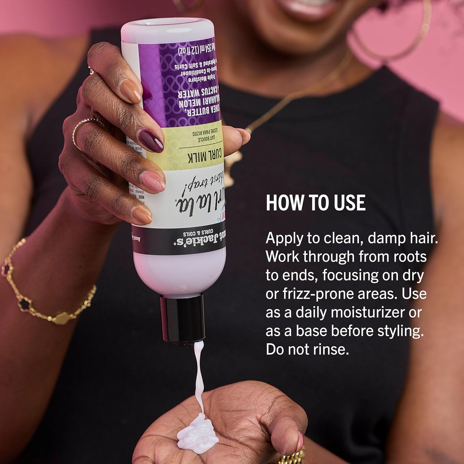 Aunt Jackie’s Curl La La Curl Milk, 12 fl oz Moisturizing Curl Enhancer for Defined Curls