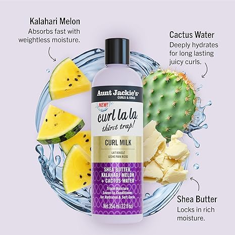Aunt Jackie’s Curl La La Curl Milk, 12 fl oz Moisturizing Curl Enhancer for Defined Curls