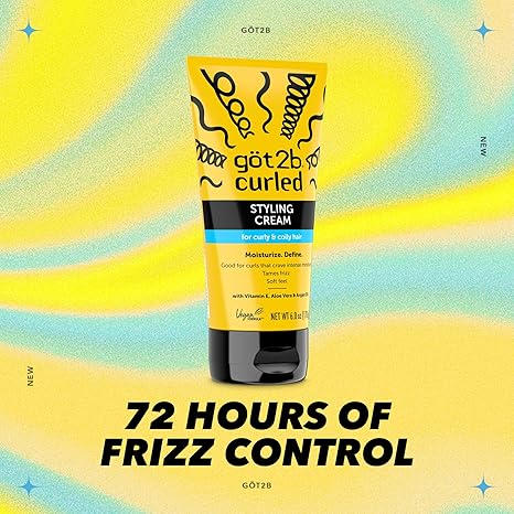 Got2b Curled Styling Cream – 6 oz with Vitamin E, Aloe Vera & Argan Oil for Defined Curls