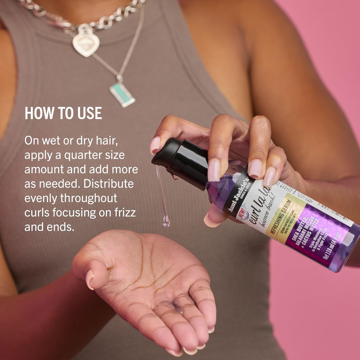 Aunt Jackie’s Curl La La Refreshing Serum, 4 fl oz Lightweight Curl Revitalizer for Defined Curls