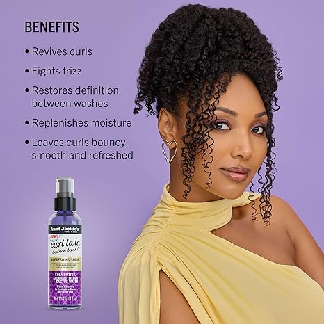 Aunt Jackie’s Curl La La Refreshing Serum, 4 fl oz Lightweight Curl Revitalizer for Defined Curls