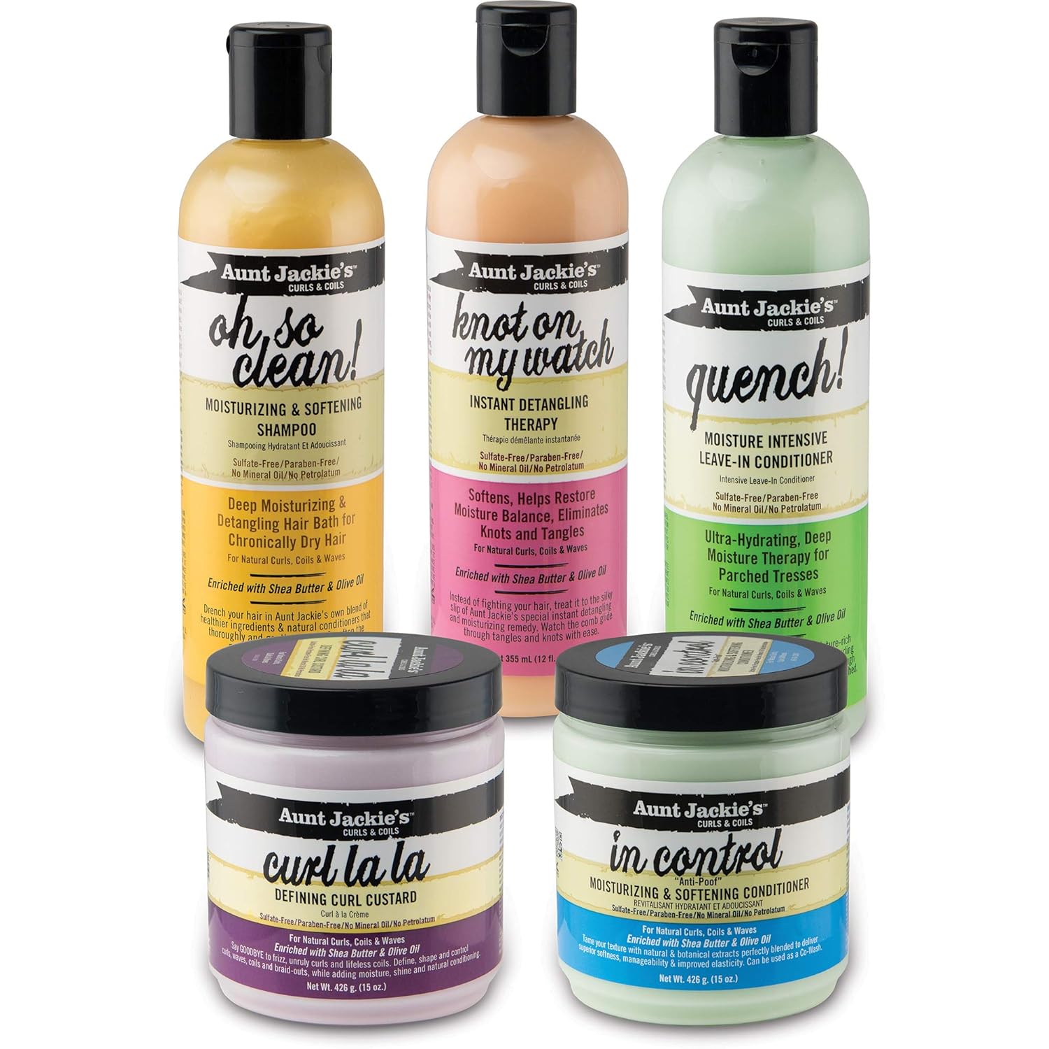 Aunt Jackie’s Curl La La Instant Detangling Therapy, 16 fl oz Moisturizing Hair Detangler for Curly Hair
