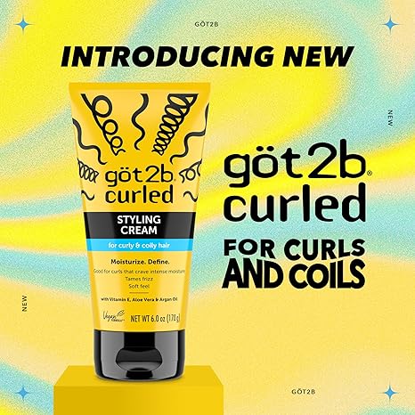 Got2b Curled Styling Cream – 6 oz with Vitamin E, Aloe Vera & Argan Oil for Defined Curls