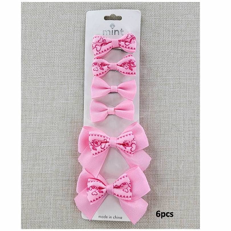 Heart Hair Bow Clip Set