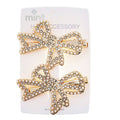 Rhinestone & Pearl Bow Hair Clips