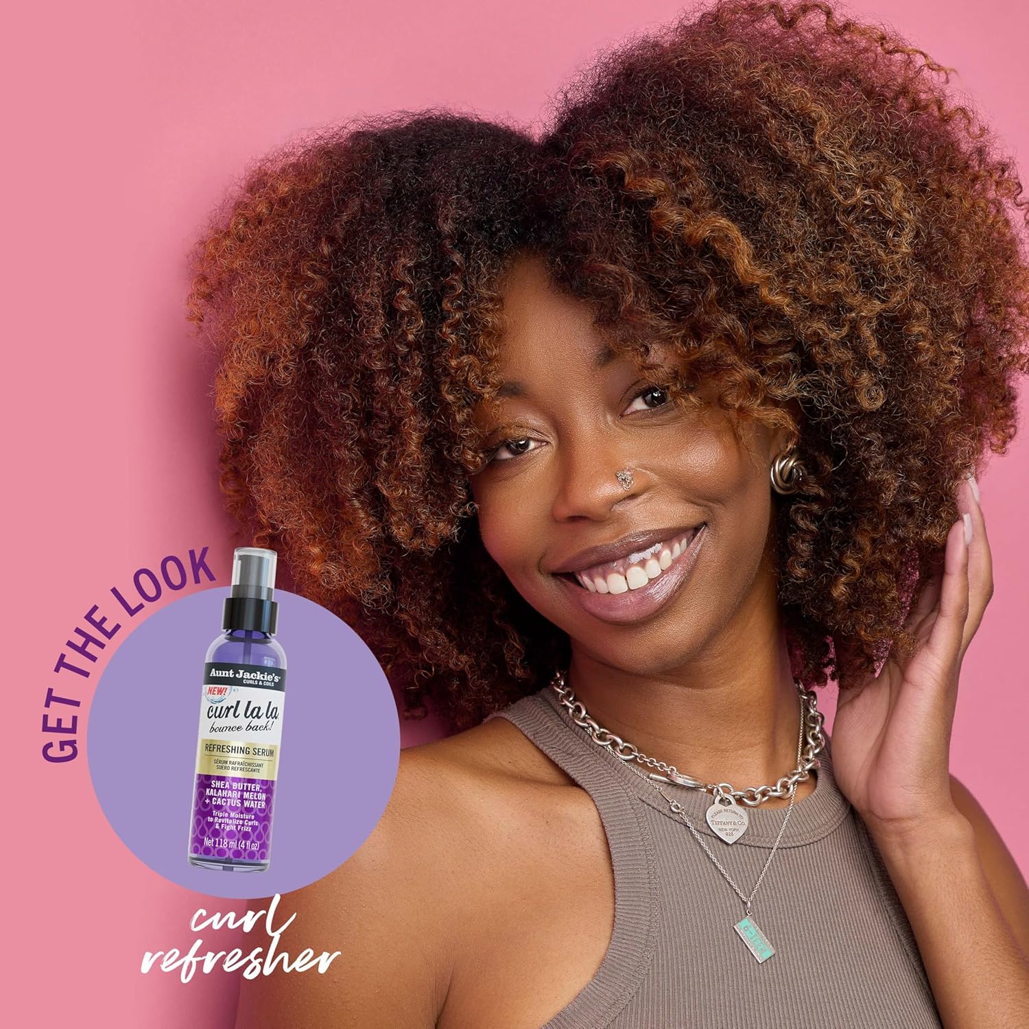 Aunt Jackie’s Curl La La Refreshing Serum, 4 fl oz Lightweight Curl Revitalizer for Defined Curls