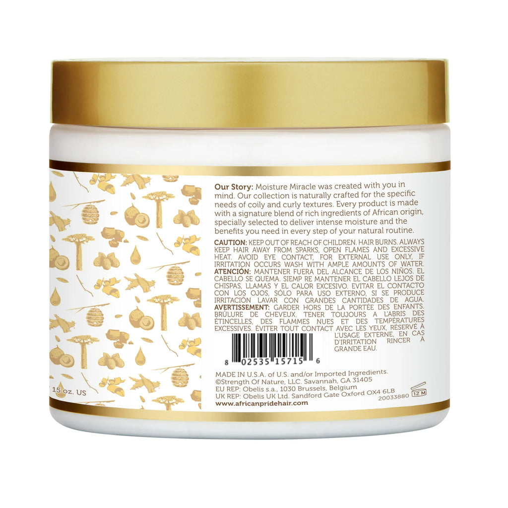 African Pride Moisture Miracle Hydrating & Strengthening Leave-In Cream – Coconut Oil & Baobab Oil Treatment for Natural Curls