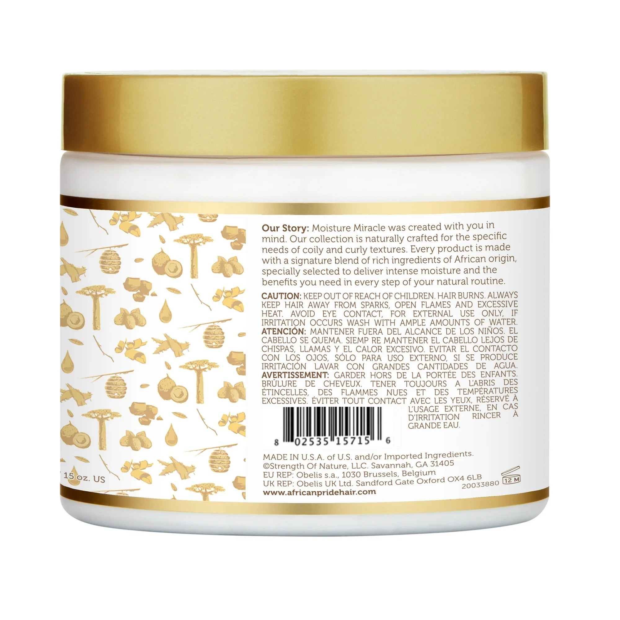 African Pride Moisture Miracle Hydrating & Strengthening Leave-In Cream – Coconut Oil & Baobab Oil Treatment for Natural Curls