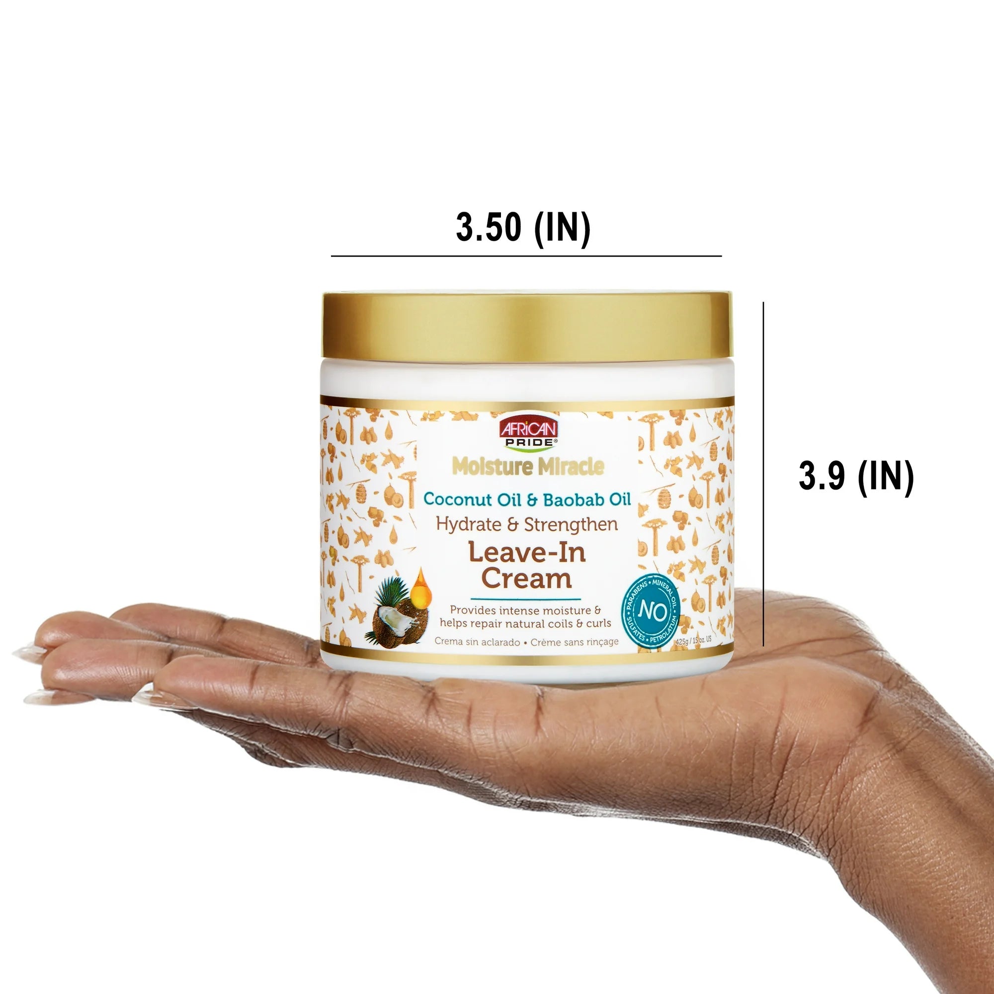 African Pride Moisture Miracle Hydrating & Strengthening Leave-In Cream – Coconut Oil & Baobab Oil Treatment for Natural Curls
