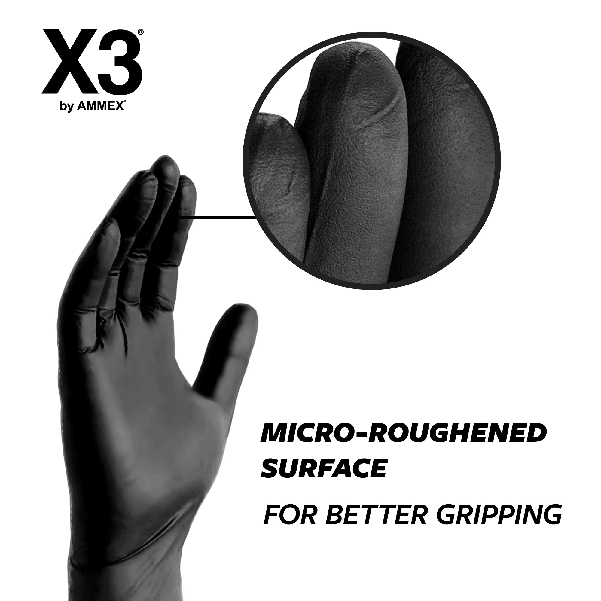 X3 Black Nitrile Gloves – XXL, 100 Count | Disposable Protective Gloves