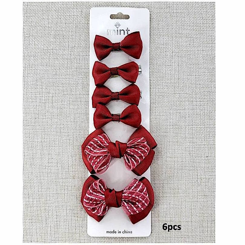 Striped Hair Bow Clip Set