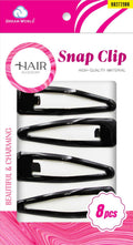 Dream Hair Snap Clips 8PC – Black | Durable Hair Accessories Pack