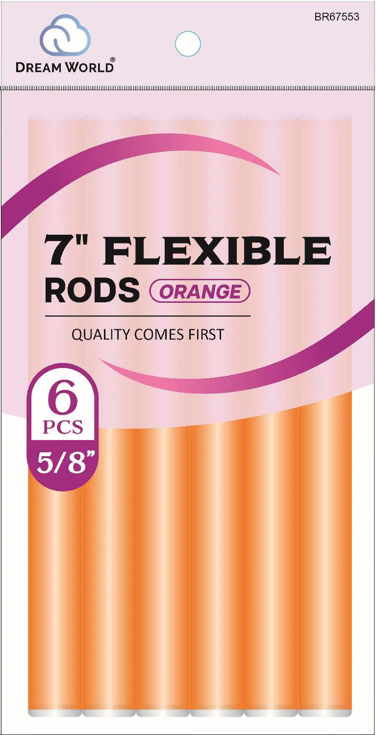 Dream World BR67553. 7" Flexible Rods. Orange 6 pcs