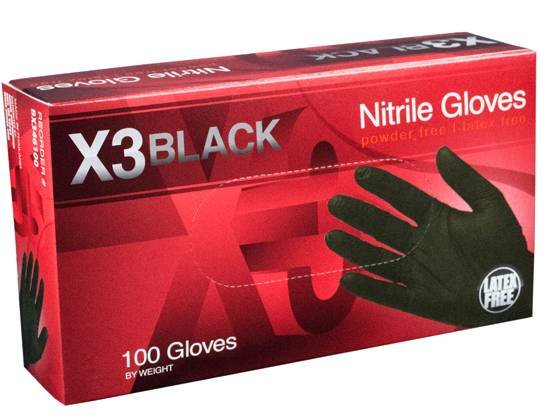 X3 Black Nitrile Gloves – XXL, 100 Count | Disposable Protective Gloves