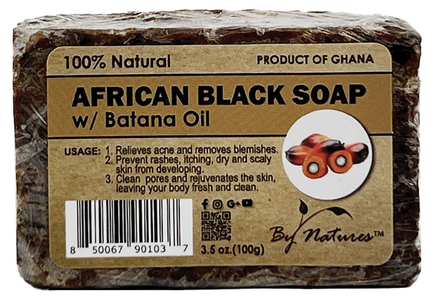African Black Soap with Batana Oil – 3.5 oz (100 g)