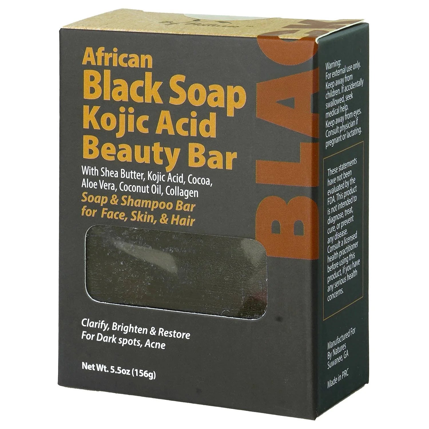 African Black Soap Kojic Acid Beauty Bar 5.5oz/156g