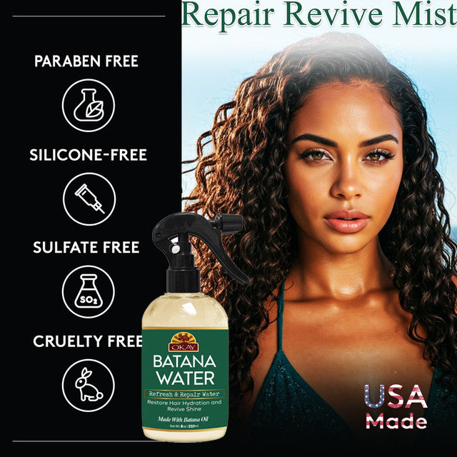 OKAY Batana Water – 8 oz | Refresh & Repair Hair Hydration Spray with Batana Oil for Shine & Moisture