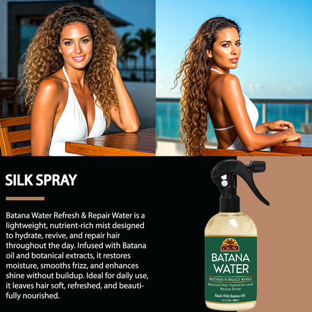 OKAY Batana Water – 8 oz | Refresh & Repair Hair Hydration Spray with Batana Oil for Shine & Moisture