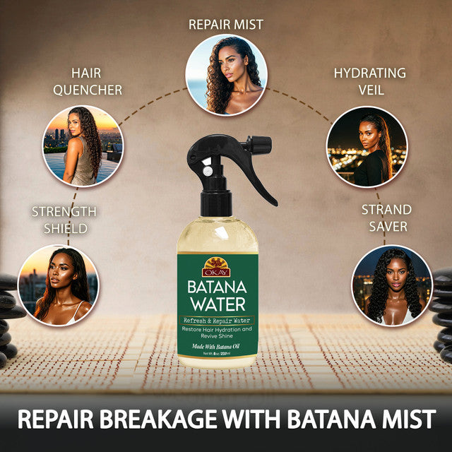 OKAY Batana Water – 8 oz | Refresh & Repair Hair Hydration Spray with Batana Oil for Shine & Moisture