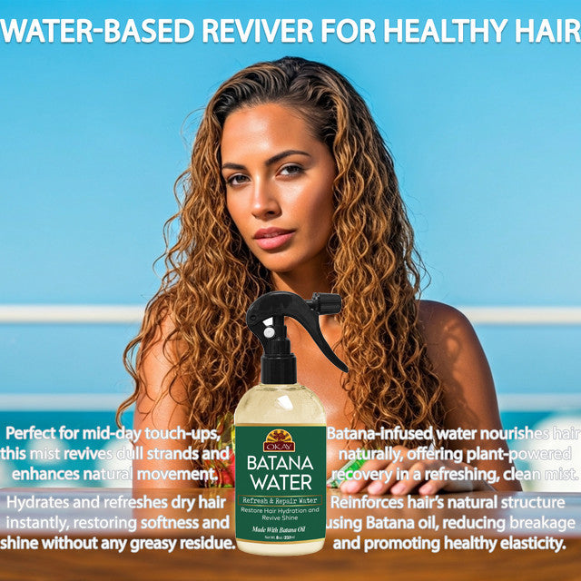 OKAY Batana Water – 8 oz | Refresh & Repair Hair Hydration Spray with Batana Oil for Shine & Moisture