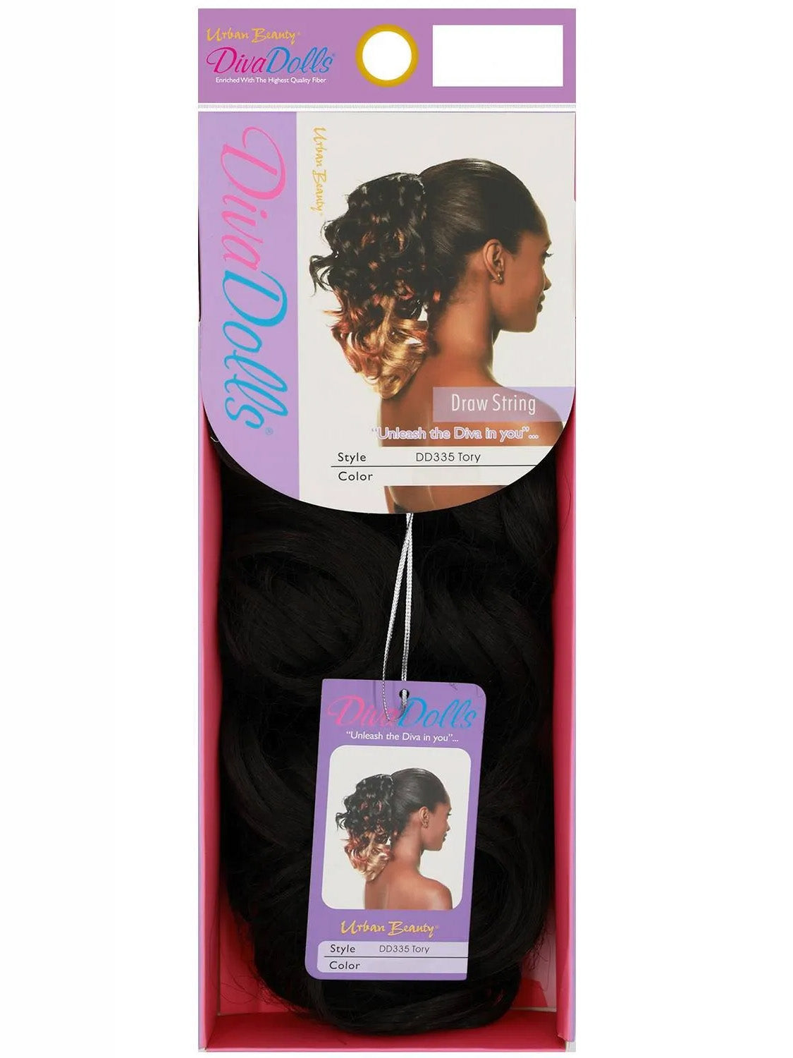 Diva Dolls Drawstring Ponytail – Color 1B Natural Black Hair Extension