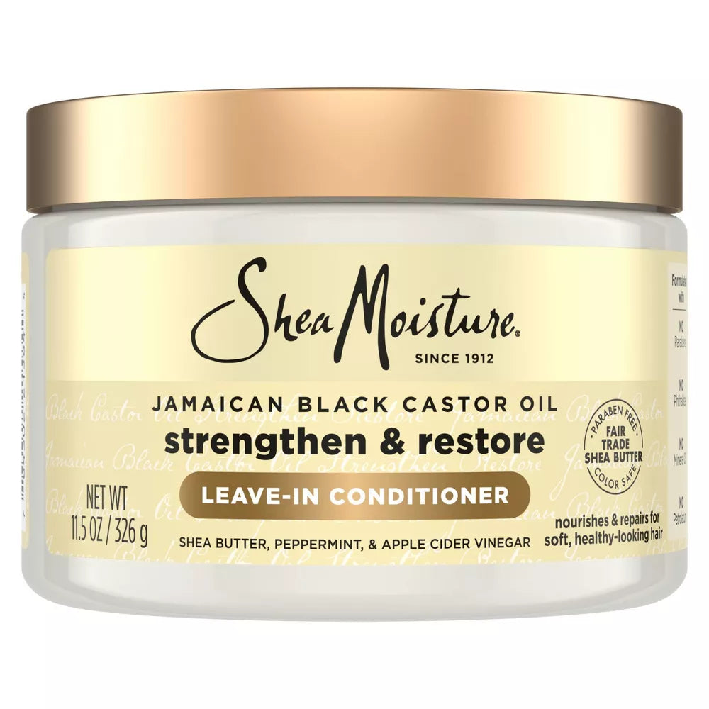 SheaMoisture Jamaican Black Castor Oil Leave‑In Conditioner – 11.5 oz | Hydrating, Detangling & Curl‑Defining Repair Cream