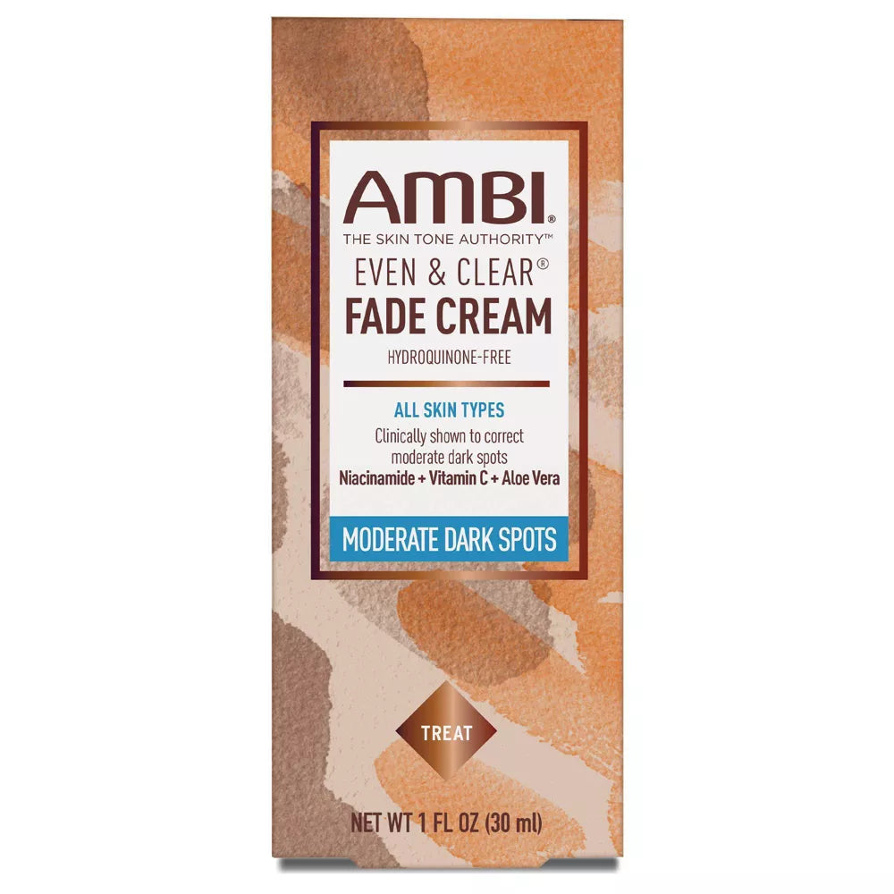 AMBI Even & Clear Fade Cream Hydroquinone Free Niacinamide + Vitamin C + Aloe Vera Moderate Dark Spots 1oz/30ml