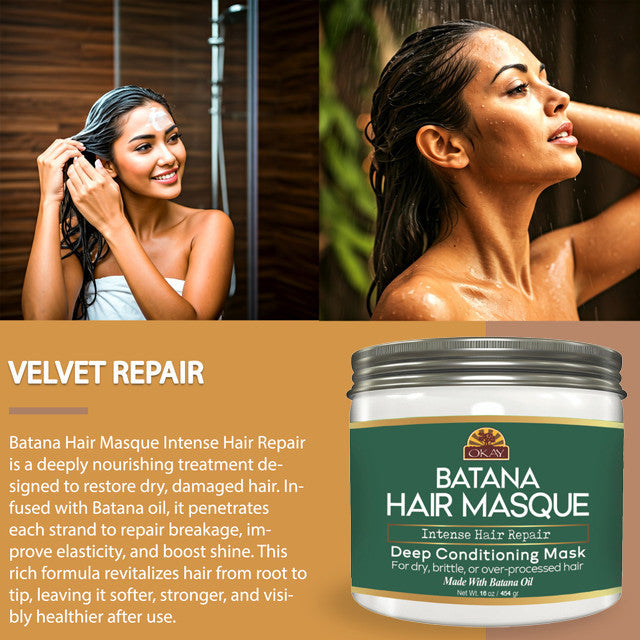 OKAY Batana Hair Masque – 16 oz | Intense Hair Repair Deep Conditioning Mask with Batana Oil